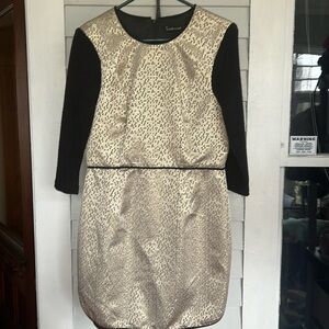Black Halo Metallic Gold Dress with Black Sleeves